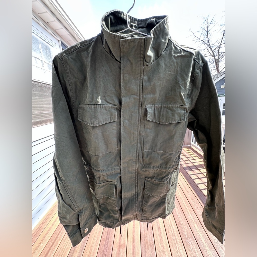 Forever 21 Mens Olive Green Field Jacket - Military Style Utility Coat